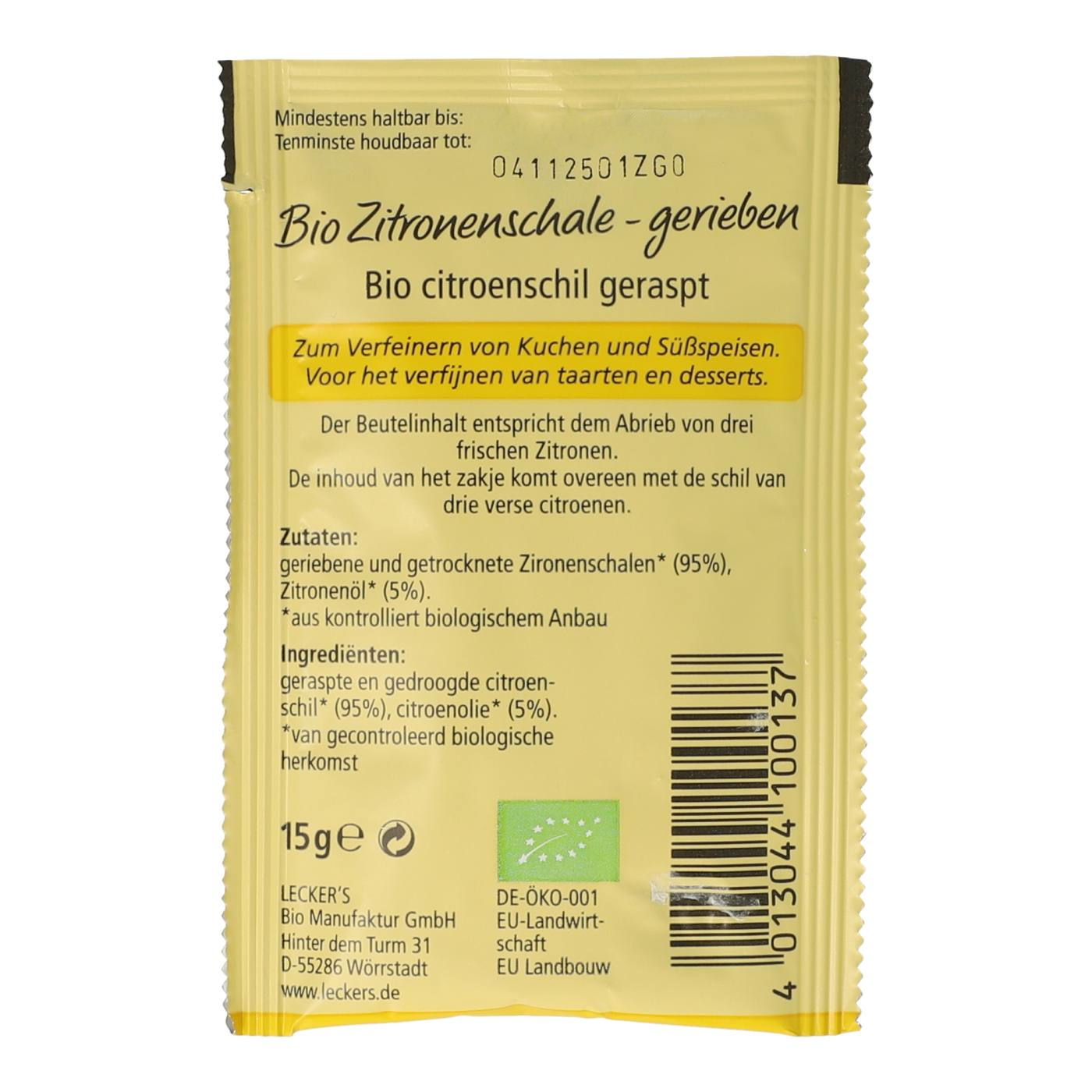 Bio Zitronenschale gerieben