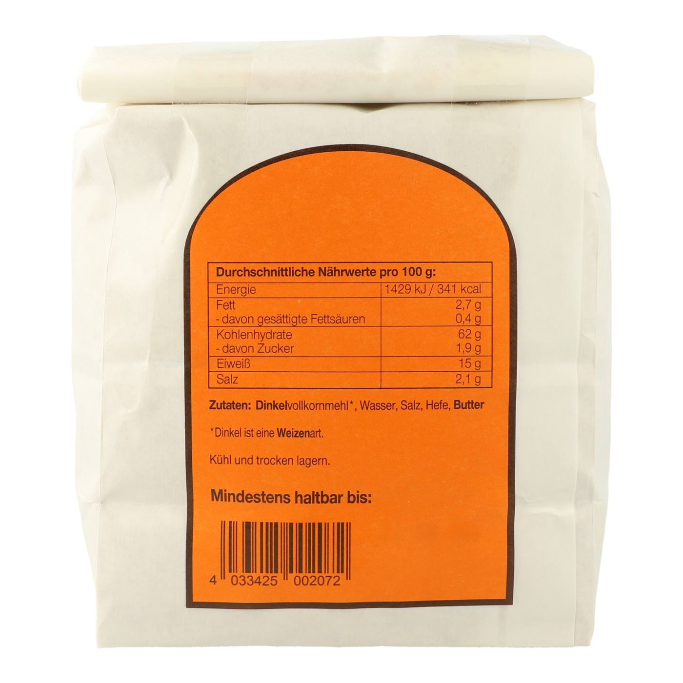 Dinkel-Vollkorn-Semmelbrösel 500g Rück
