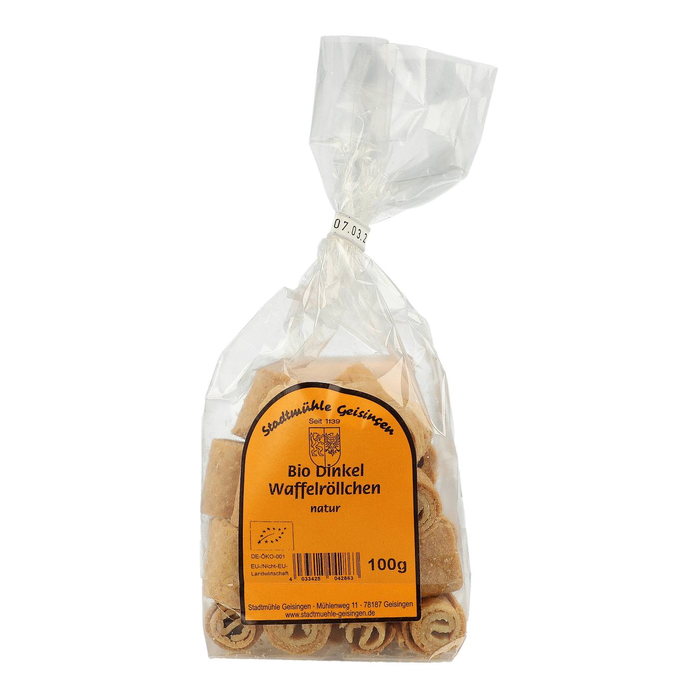 Bio Dinkel Waffelröllchen natur