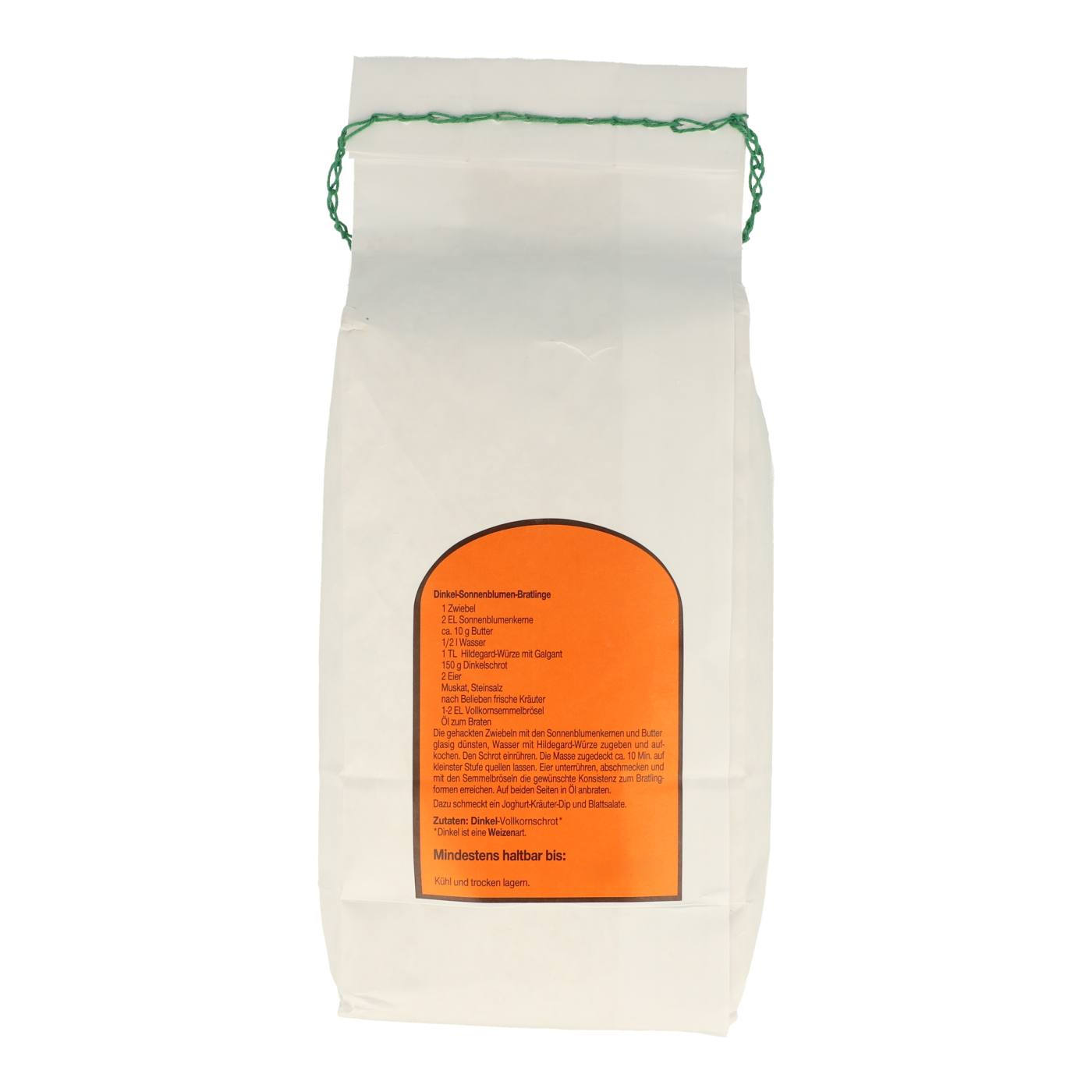 Dinkel-Vollkornschrot 1kg Rückansicht