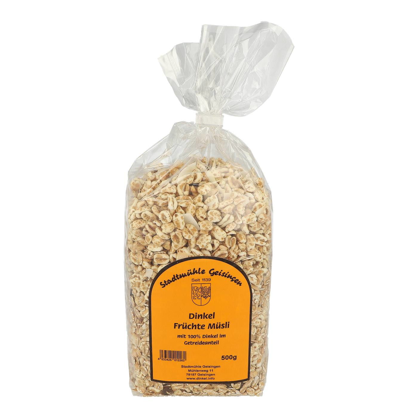 Dinkel Früchte Müsli mit gepufftem Dinkel
