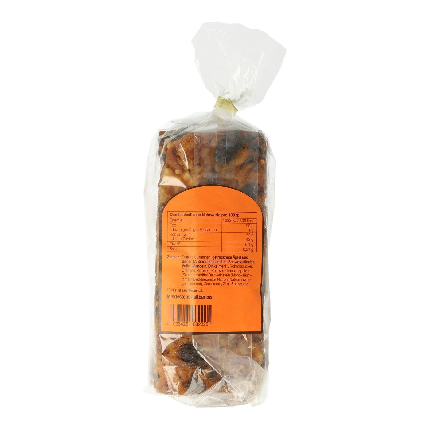 Dinkel-Früchtebrot Rückansicht