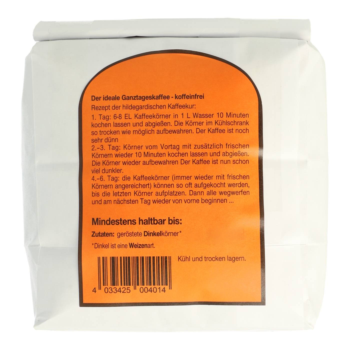 Dinkelkaffee 500g ganze Bohnen Rück