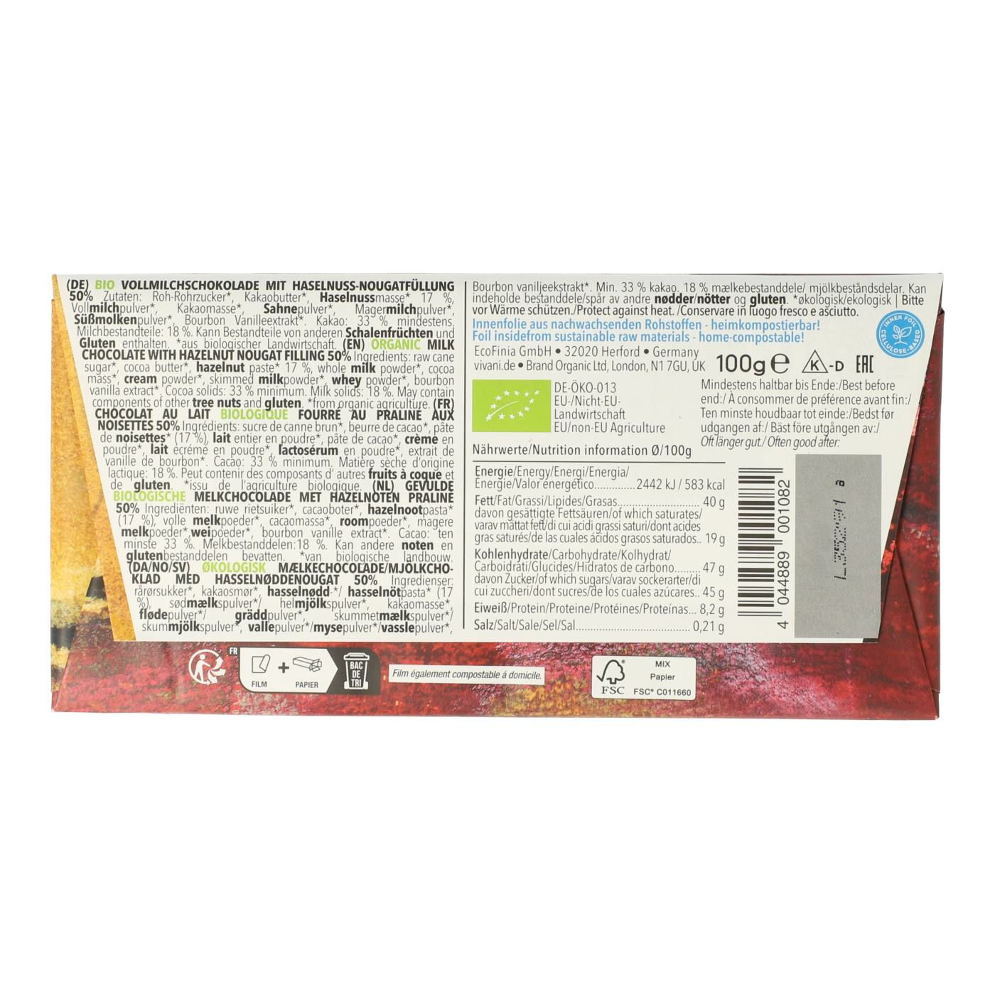 VIVANI Praliné Vollmilch Nougatschokolade