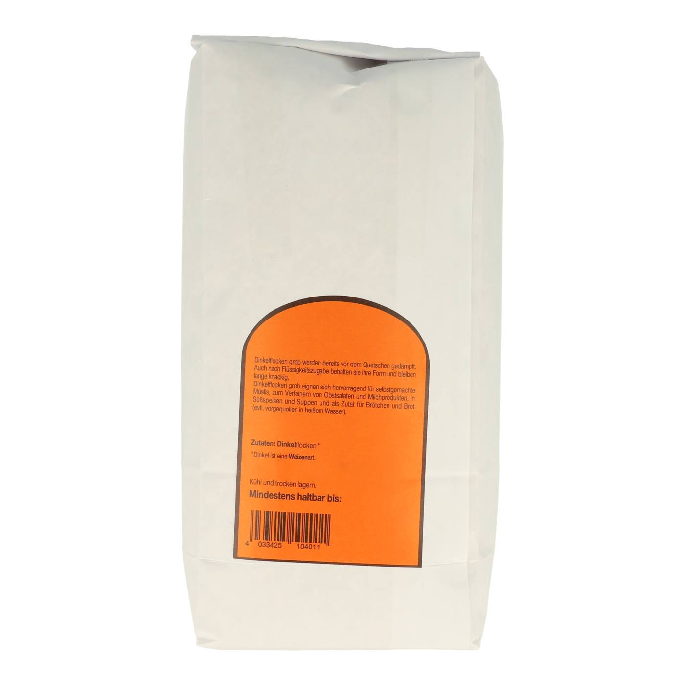 Dinkelflocken grob 1kg Rück